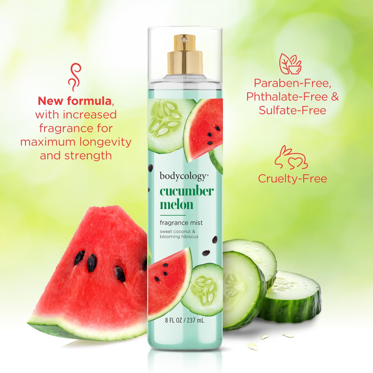 Bodycology Long-Lasting Fragrance Body Mist, Cucumber Melon, 8 fl oz
