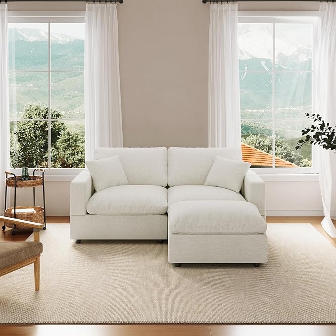 Cloud Couch Modular Sectional Sofa, 67" L Shaped Sectional Couches for Living Room, Down Filled Wide & Deep Seat Cloud Sofa with Ottoman, Removable Washable Cushion Cover & Backrest Pillow Cover