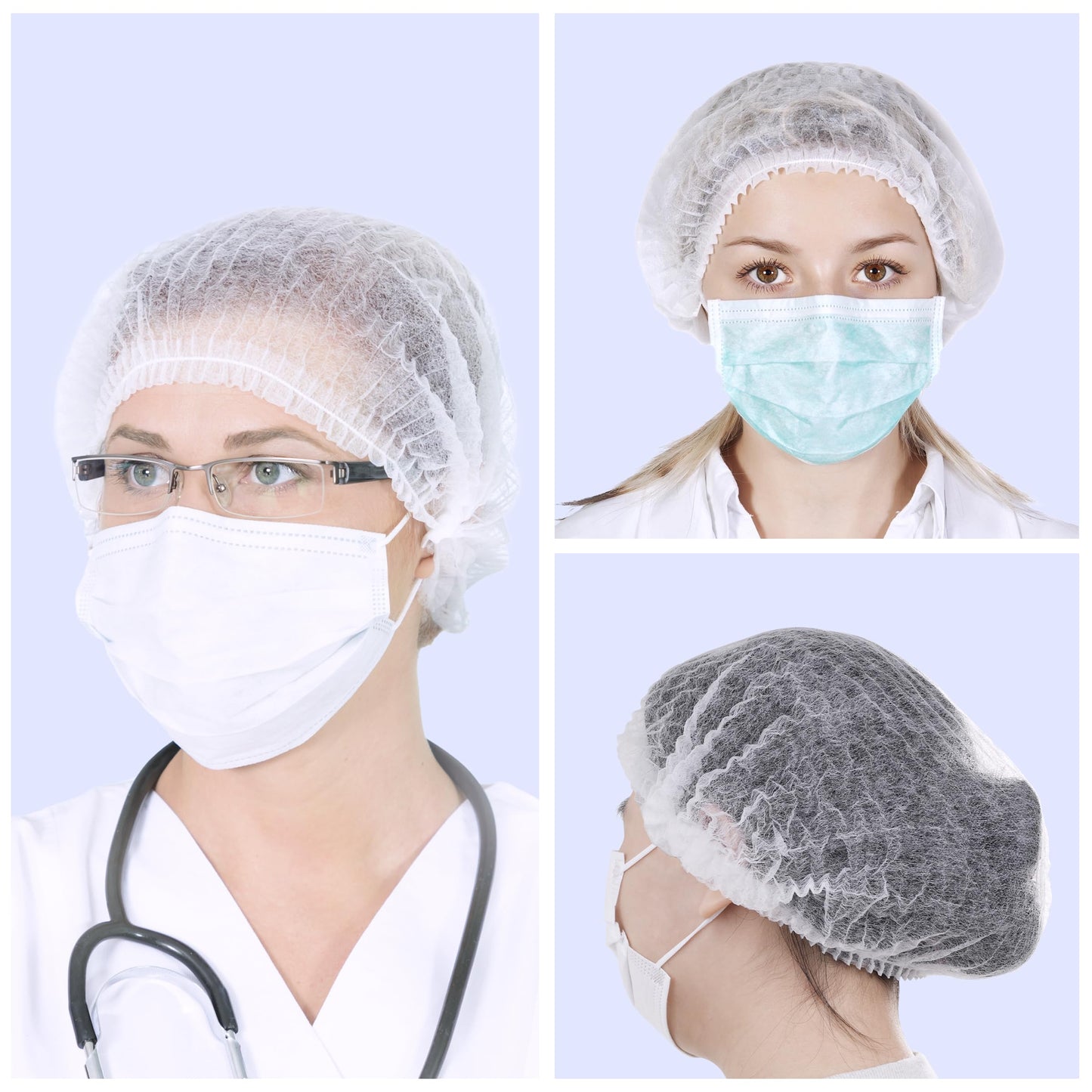 TaShow 120 Pcs Disposable Bouffant Caps, 21 Inches Hair Nets for Women and Men, Polypropylene Non-Woven Hair Nets (White)