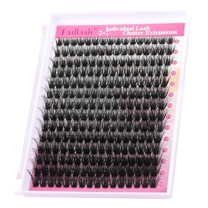 FADLASH Lash Clusters 100D Thick Eyelash Clusters Volume Cluster Eyelash Extensions 8-16mm Individual Lashes C Curl Lash Extension Clusters 3D Effect (100D-0.07-C,8-16mm)