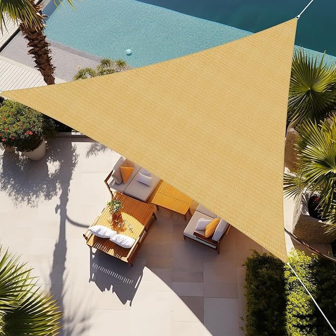 Shade&Beyond Triangle Sun Shade Sail 16'X16'X16' Permeable Canopy Sand for Patio Garden Yard Deck Pergola (We Make Custom ...