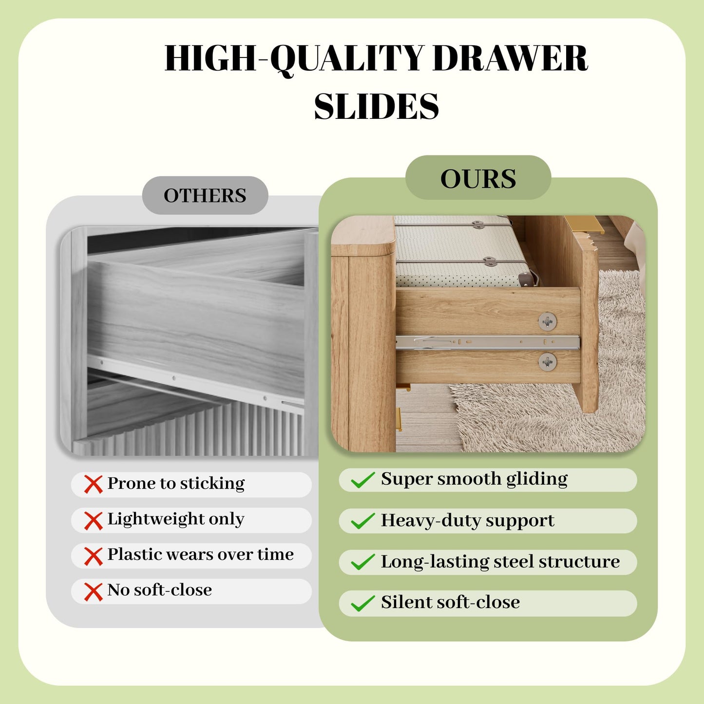 Cooday Fluted 6 Drawers Dresser, Modern Dressers & Chests of Drawers, 54" Wide Light Wood Dresser for Bedroom, Storage Cabinet Organizer for Hallway(Natural Oak)