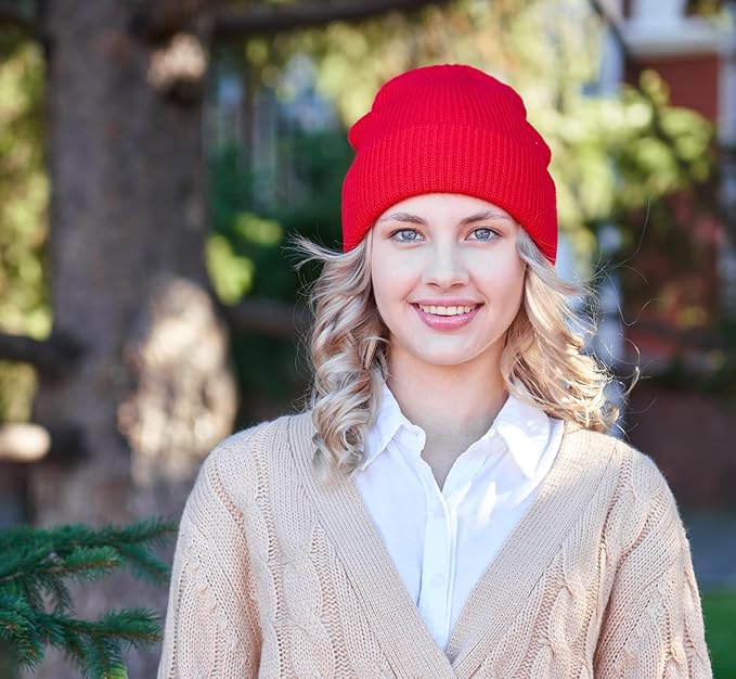 Connectyle Classic Double Layer Knit Beanie Hat Warm Thick Acrylic Winter Hats Daily Cuffed Beanies Watch Hat for Men Women