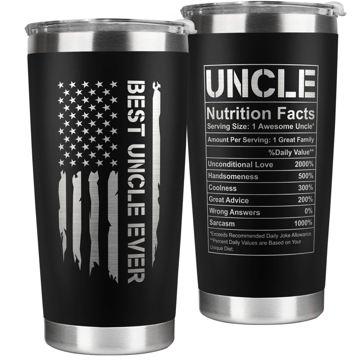 KATLADIZ Gifts for Uncle from Niece, Nephew - Uncle Gifts - Fathers Day Gift - Father's Day, Birthday, Christmas Funny Gift for Men Him from Niece, Nephew, Kids - 20 Oz Stainless Steel Coffee Tumbler