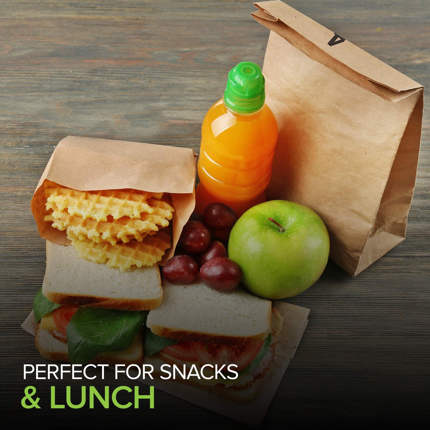 Stock Your Home 4 Lb Kraft Brown Paper Lunch Bags (100 Count) - Bulk Disposable Lunch Sacks, Small Size Blank Bag for Kids, Good for a Snack, Sandwich, Grocery Food, and Arts & Crafts Projects