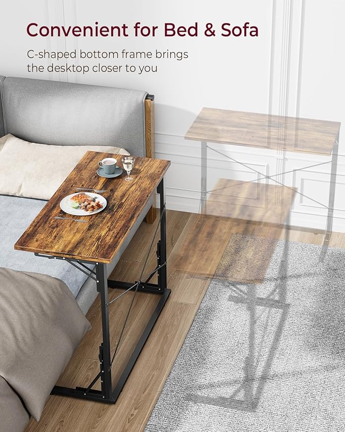 Vantic 31.5" Folding Desk, Foldable TV Tray Table for Eating on Couch, Extra Large TV Dinner Trays, Portable Fold Computer Writing Desk Table for Home Office, Rustic Brown