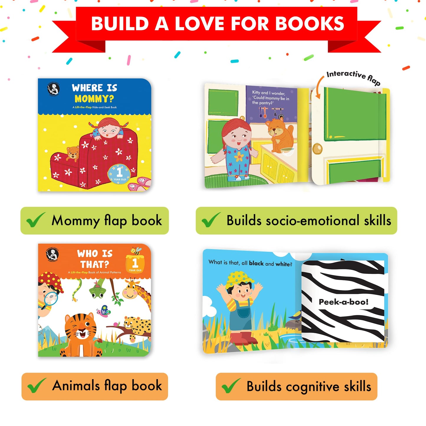 Madame Curie’s My 1 Year Old Library Set of 5 | Baby Toys, for Ages 12-18-24 Months | Best Toddler Board Books | Birthday Gift Ideas for Newborn Girl & Boy, Infant Toys