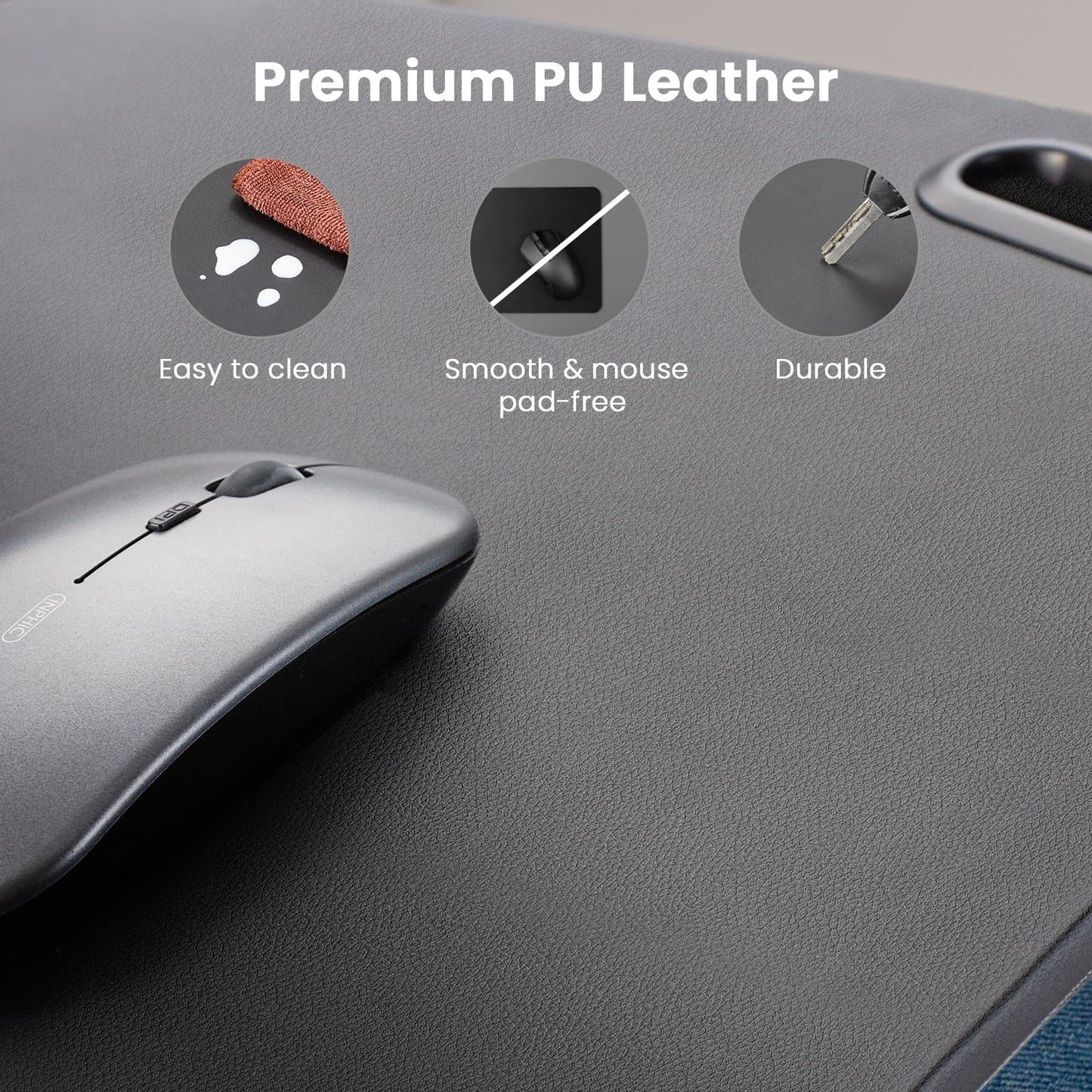 HUANUO Laptop Lap Desk, Fits up to 15.6-Inch Laptops and Tablets, Portable Lap Desk with Cushion, Phone Holder and Storage Bag, Black Lapdesk for Home Office or Dormitory