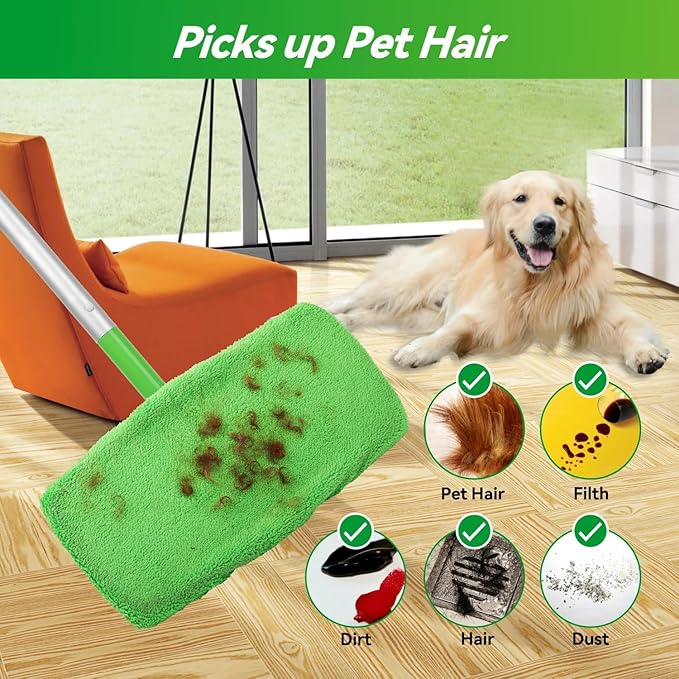 4 Pack Reusable Microfiber Mop Pads for Swiffer Sweeper - Wet & Dry Cleaning Cloths - Mop Head Replacement Washable Refills for Household Floors
