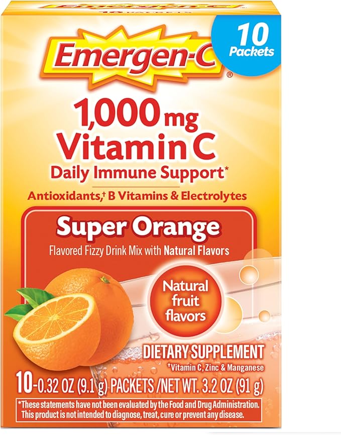 Emergen-C 1000mg Vitamin C Powder for Daily Immune Support Caffeine Free Vitamin C Supplements with Zinc and Manganese, B ...