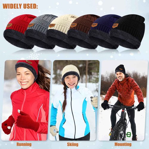 Vabean 48 Set Gloves and Beanies, Magic Touchscreen Gloves Winter Knit Beanie Hat Set, Knit Hats Caps for Men Women Homeless(Colorful)
