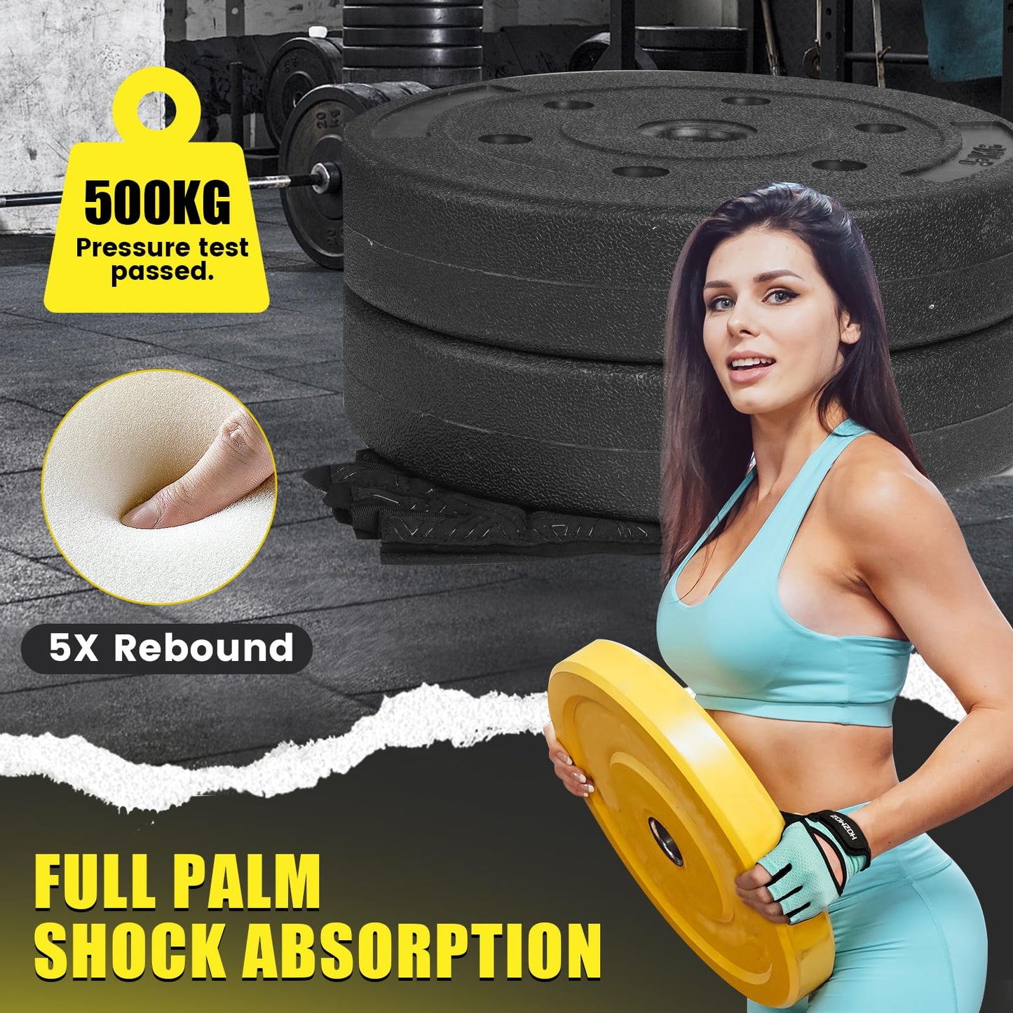 HOZMOZ Ventilated Weight Lifting Gloves, Thick Padded Workout Gym Gloves with Full Palm Protection & Grip & Shock Absorption for Women & Men's Fitness Exercise Training