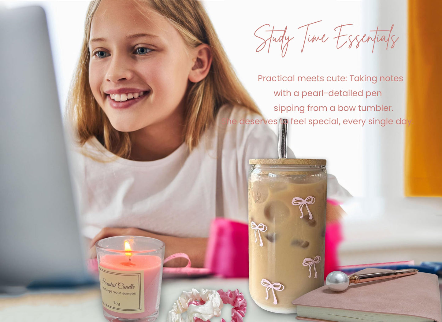 Pink Birthday Gifts for Teen Girls,Inspirational Gifts Basket for Her, Cute Bow Theme Birthday Gifts for Women, Friendship Gifts for Daugther/Sister/Friend /Besite（Pink &Bow)