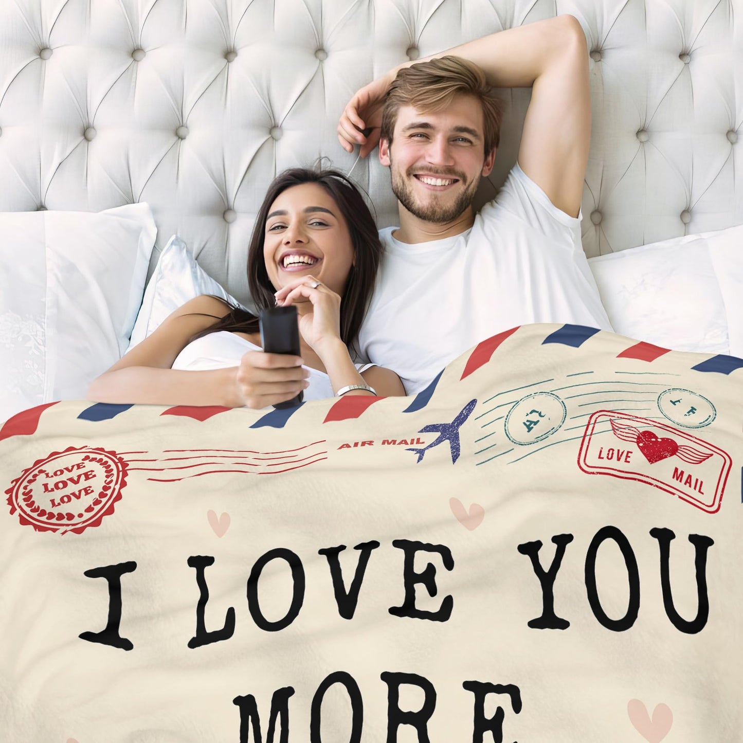 WRAPIX Anniversary Wedding Gifts for Women - I Love You More Soft Fleece Throw Blanket 60x80 in - Birthday Gifts for Girlfriend Boyfriend Him Her, Wife Husband Gift Ideas, Couple Blanket