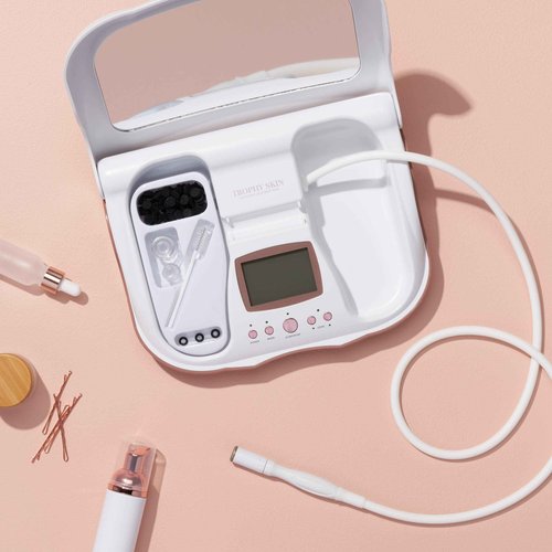 Trophy Skin MicrodermMD - At Home Microdermabrasion Kit - Anti Aging and Acne Treatment - Contains Real Diamond and Pore Extractor Tips to Rejuvenate Skin - White
