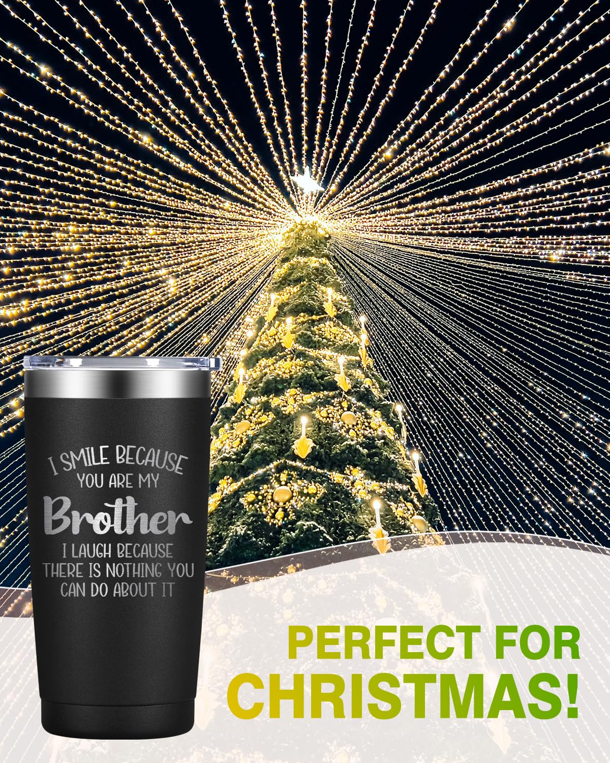 WOELIVE Gifts for Brother - Brother Gift from Sister - Christmas Fathers Day Birthday Gifts for Brothers - 20oz Insulated Stainless Steel Tumbler Coffee Cup, Black
