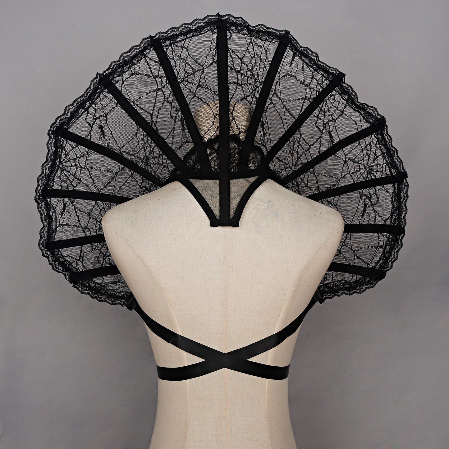 L'VOW Women Black Lace Victorian Collar Gothic Stand Up Vampire Collar Halloween Masquerade Cosplay(Black)