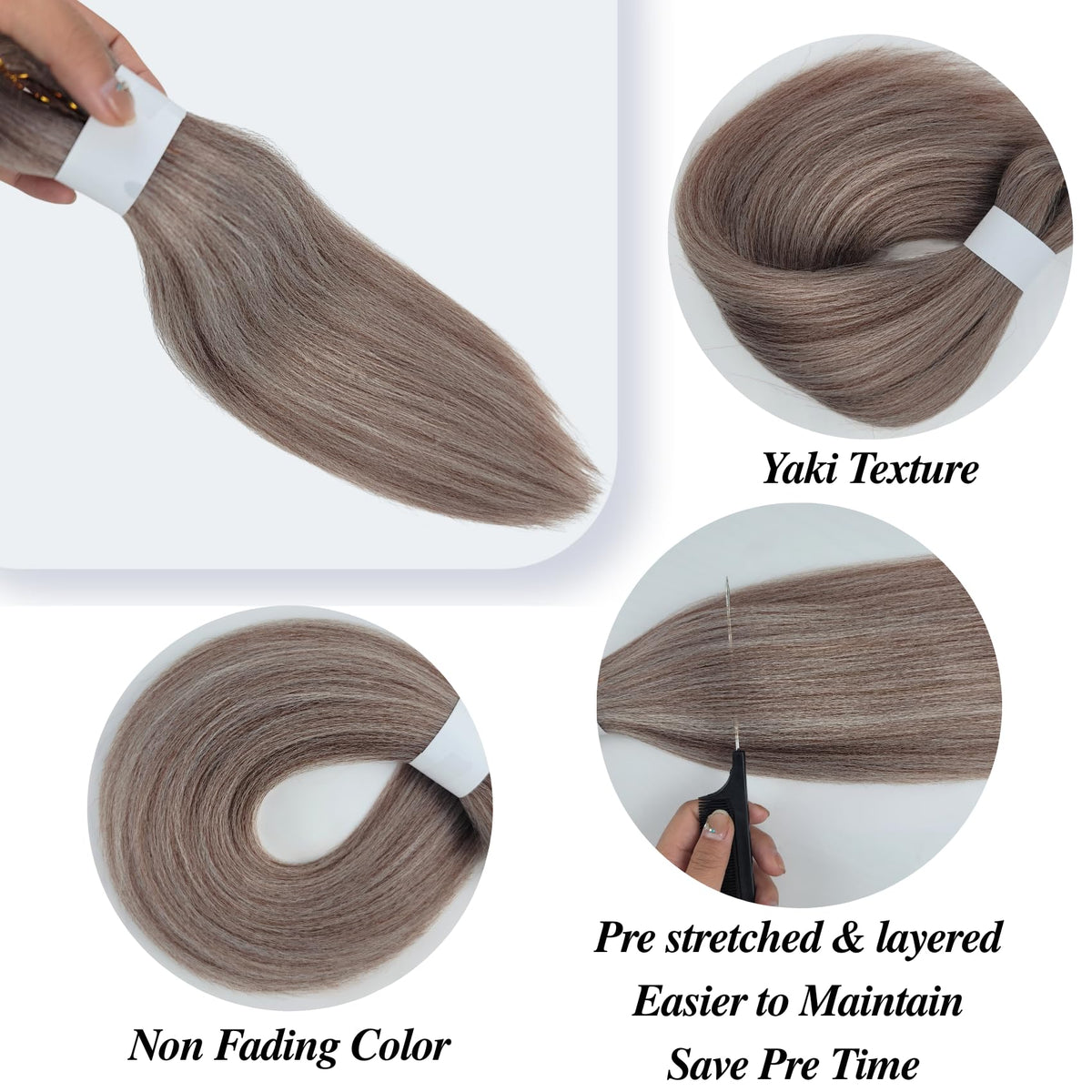 Ash Brown Bob Braiding Hair Pre stretched Curly Short Braiding Hair for Boho Braids Hypoallergenic Knotless Braids