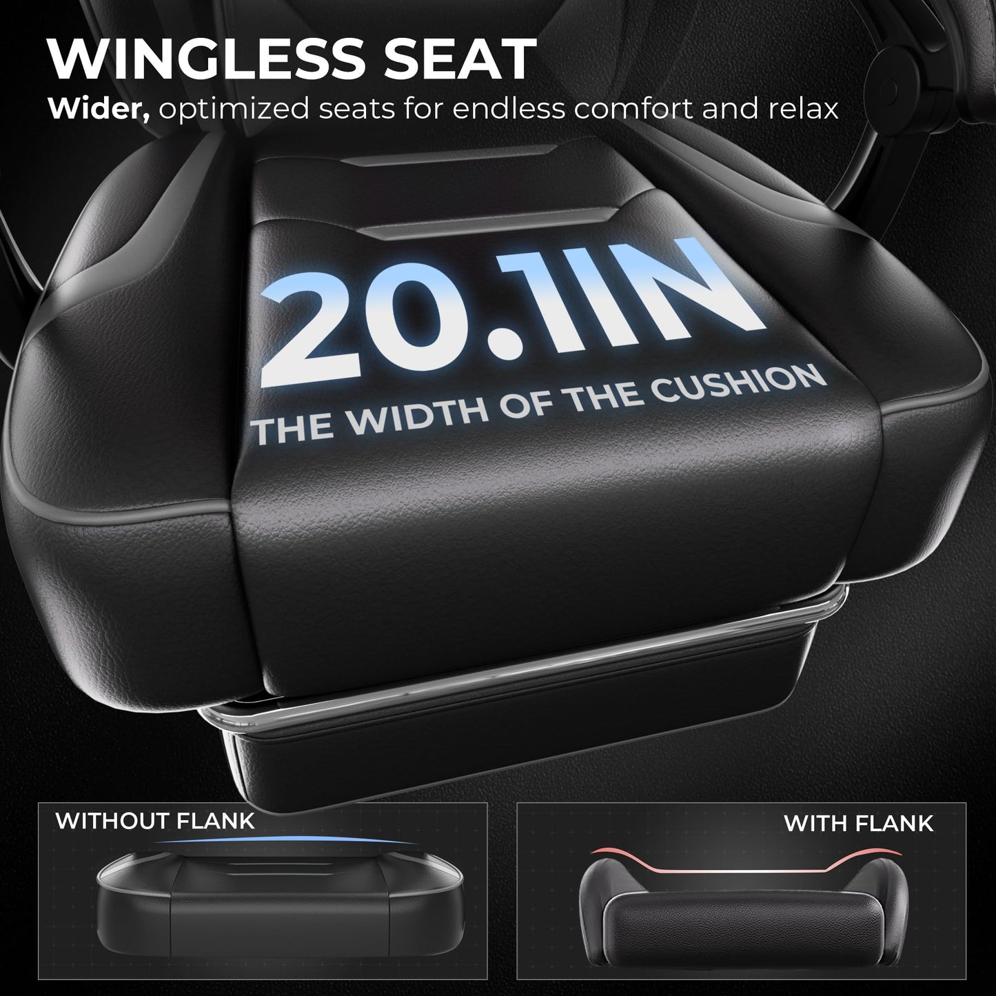 GTPLAYER Gaming Chair with Footrest, Big and Tall Computer Game Chair 350lb Racing Style, Ergonomic High Back Lumbar Support and Recliner, Moon Gray
