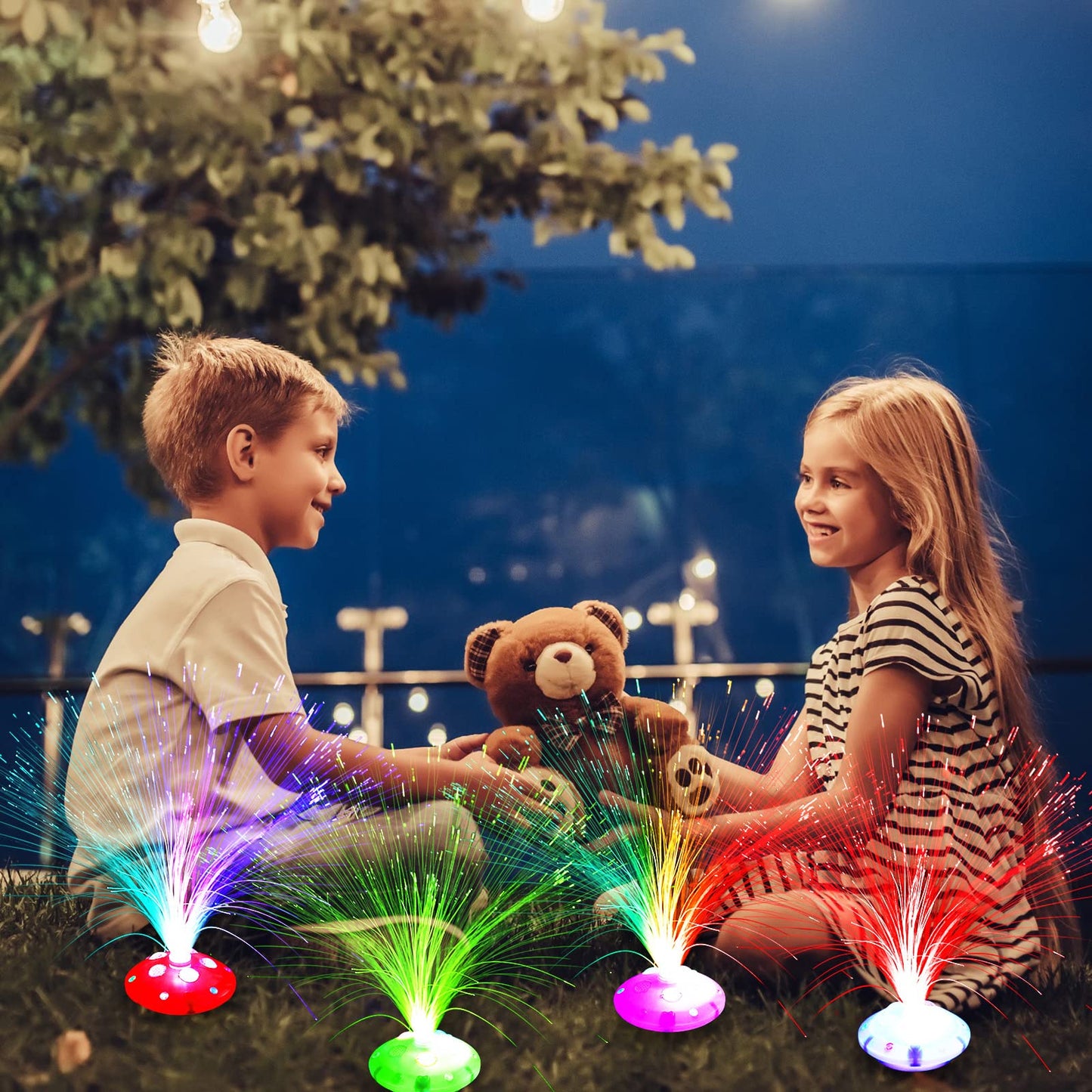 Retisee 12 Pcs Fiber Optic Lamp Multicolored Centerpiece Optic Lights Battery Powered with Cone Base Illuminated Crystals for Room Wedding Holiday Tables Disco Party