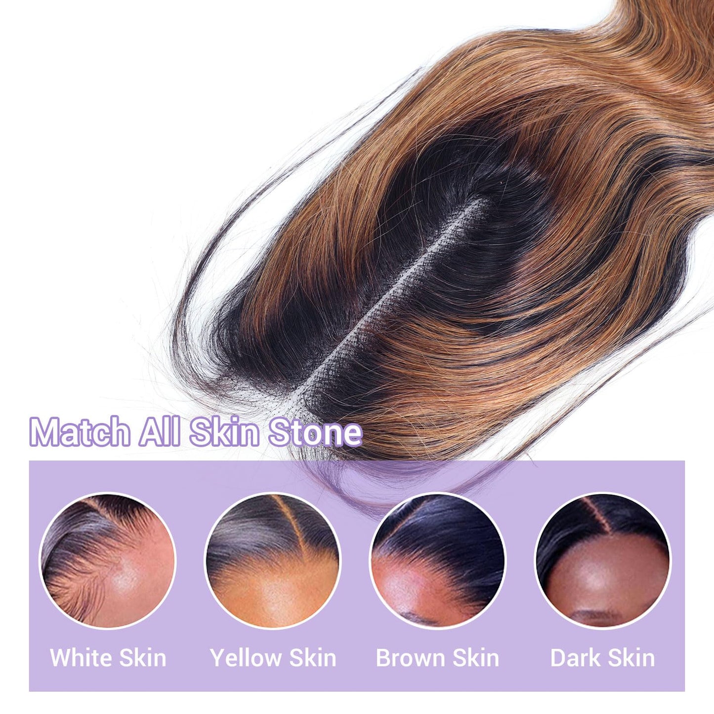 DSEKCAIN P1B/30 2x6 HD Lace Closure Body Wave Human Hair Highlight Brown Black Color Transparent Lace Closure 2x6 Long Deep Midd