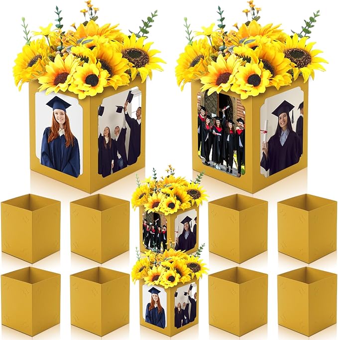 Spiareal 6 Pcs Graduation Box Centerpieces for Table 6/7 Inch Photo Frame Display Congrats Grad Party Favor Gift Picture T...