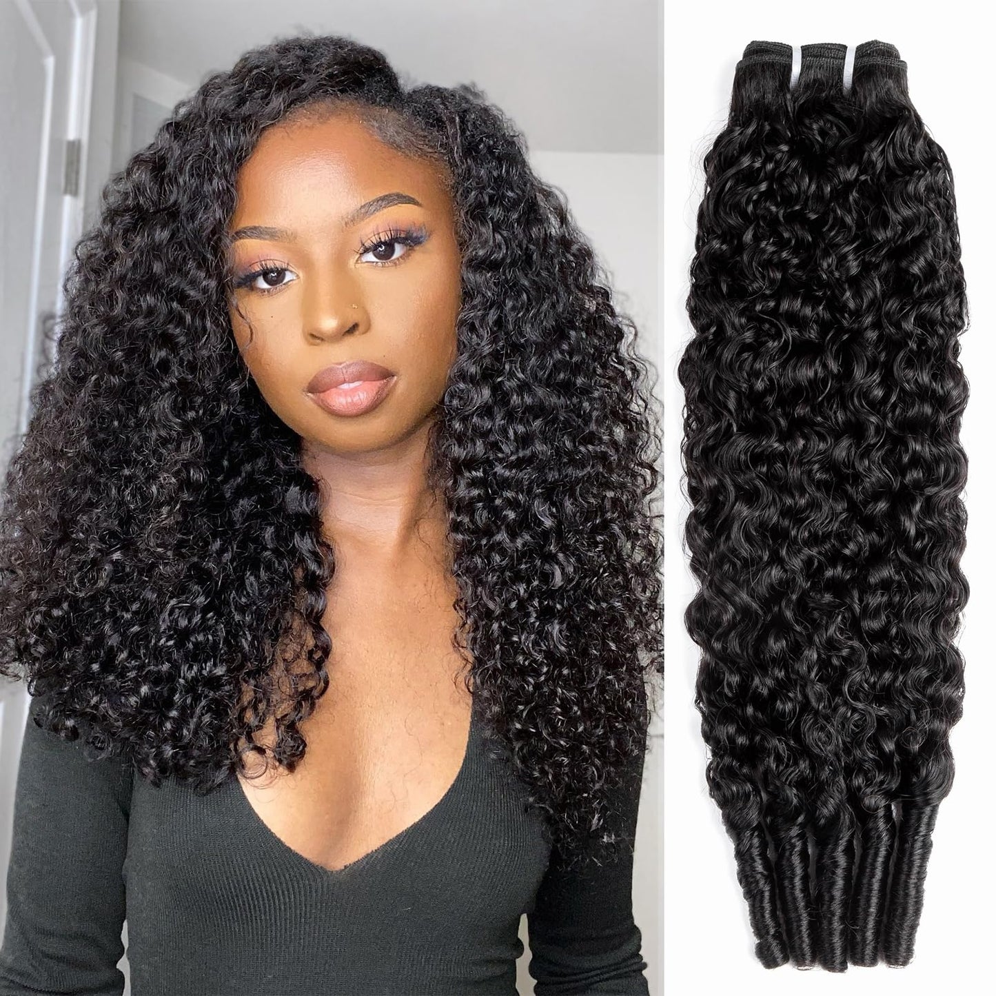 Bundles Human Hair 3C4A Spiral End Quick Burmese Curly Water Wave Bundles Human Hair Extensions 3Pcs for Women 16 18 20 INCH Nat