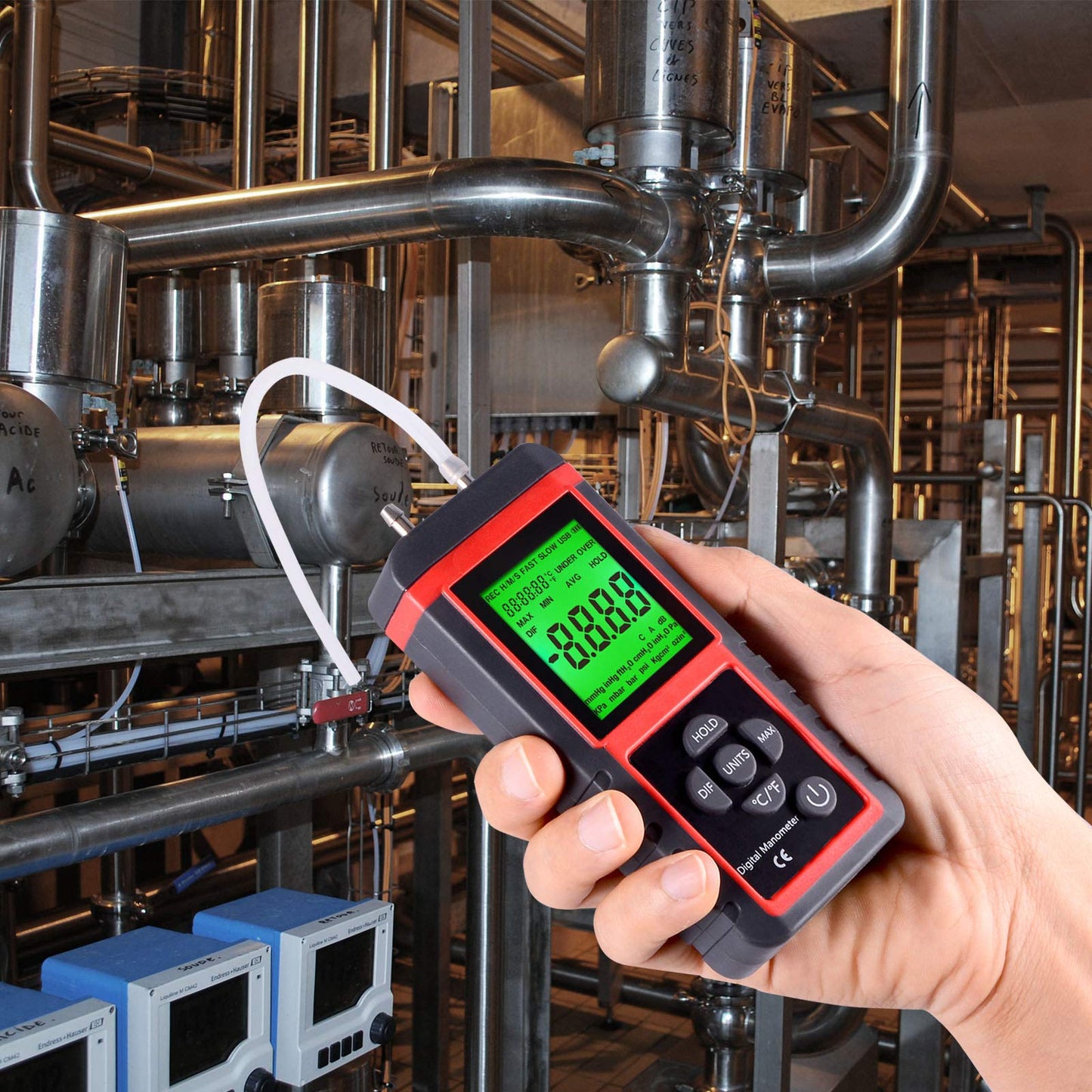 EHDIS Manometer, Professional Air Pressure Meter, Dual-Port HVAC Digital Manometers Gas Pressure Tester Differential Gauge