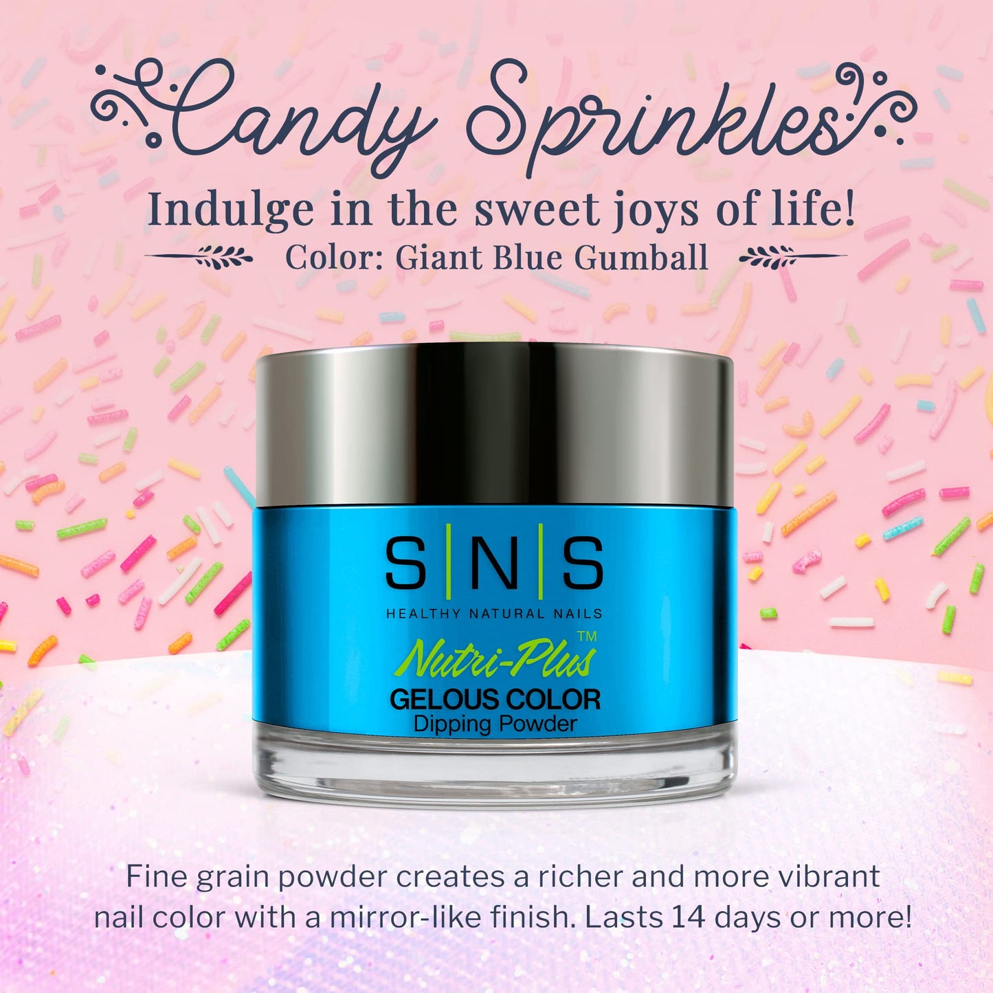 SNS Nail Dip Powder, Color Dipping Powder - Giant Blue Gumball (Blue), CS201.5 - Long-Lasting Nail Color Lasts 14 Days - Low-Odo