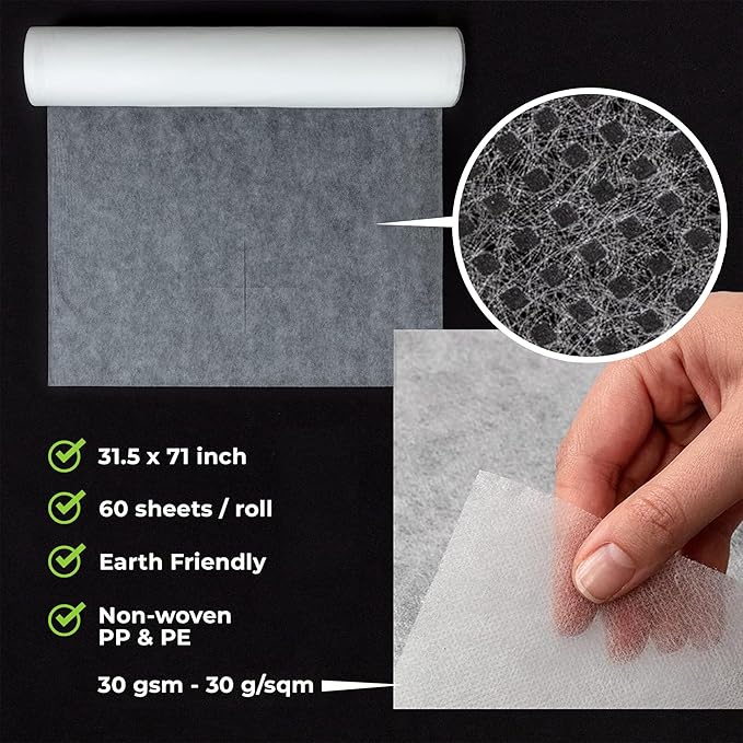Disposable Massage Bed Cover - 60 Sheets Per Roll, Non-woven Material - Ideal for Spa, Tattoo, Waxing - No Crinkle Table Sheets - 31.5 x 71 Inches (2 Rolls)