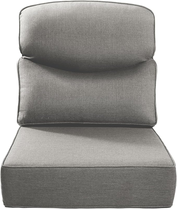ACTREST Luxury 22x24/22x25 6-Inch Smile Outdoor Cushions - 1 Set Deep Seat Water-Repellent Patio Furniture Replacement Cushion for Wicker Rattan Wood Metal Chair Glider Rocker Loveseat Sofa - Grey