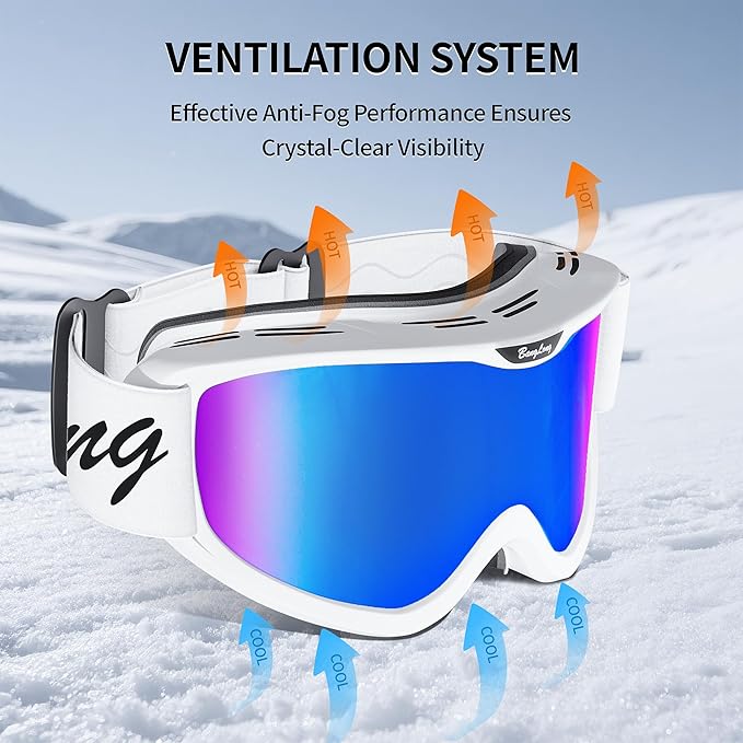 BangLong Ski Goggles, Snowboard/Snow Goggles Anti Fog UV Protection Design for Men Women Skiing, Skating,Snowmobilet,Youth