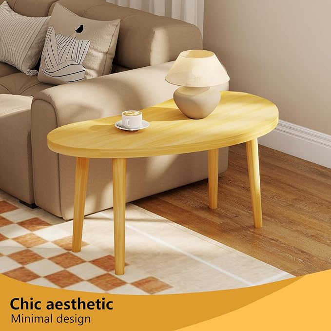 Funecy Coffee Table Low Table with Solid Wood Sturdy Legs, Floor Table Desk for Sitting on The Floor, Storage and Living Room Furniture (Natural-Mango)