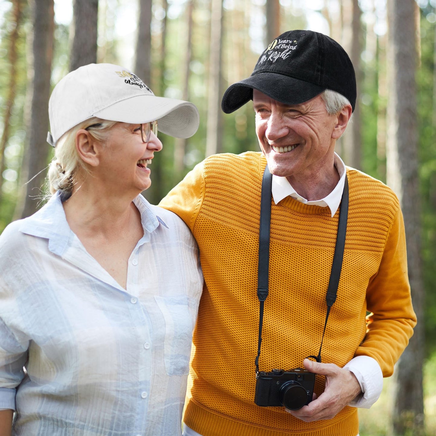 Ramede 2 Pcs 50th Wedding Anniversary Baseball Cap Gift for Couple 50th Wedding Anniversary Hat Gifts for Husband Wife Mr Mrs Multicolor