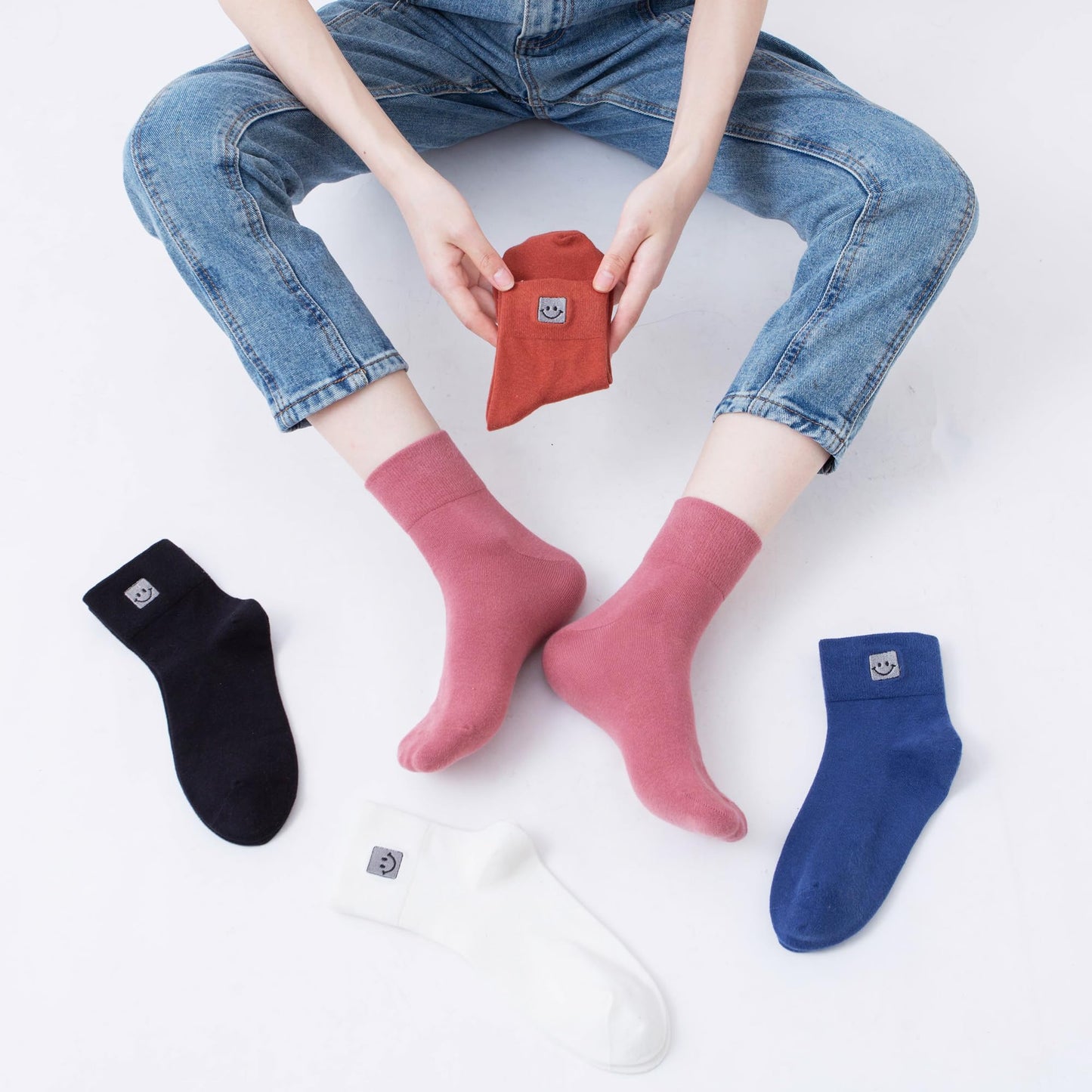 HUGSWEET Thin Soft Cotton Crew Socks for Women Ankle above Bootie Socks Gifts for Women 5 Pairs
