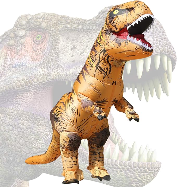 JASHKE Inflatable Dinosaur Costume for Adult Halloween Dinosaur Costumes Blow up T rex Costume for Adults