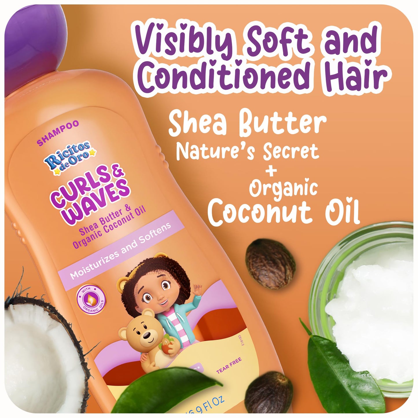 Ricitos de Oro Curls & Waves Shampoo: Defines & Highlights Natural Curls, Moisturizes & Smoothes, Frizz Control, Deep Cleanses S