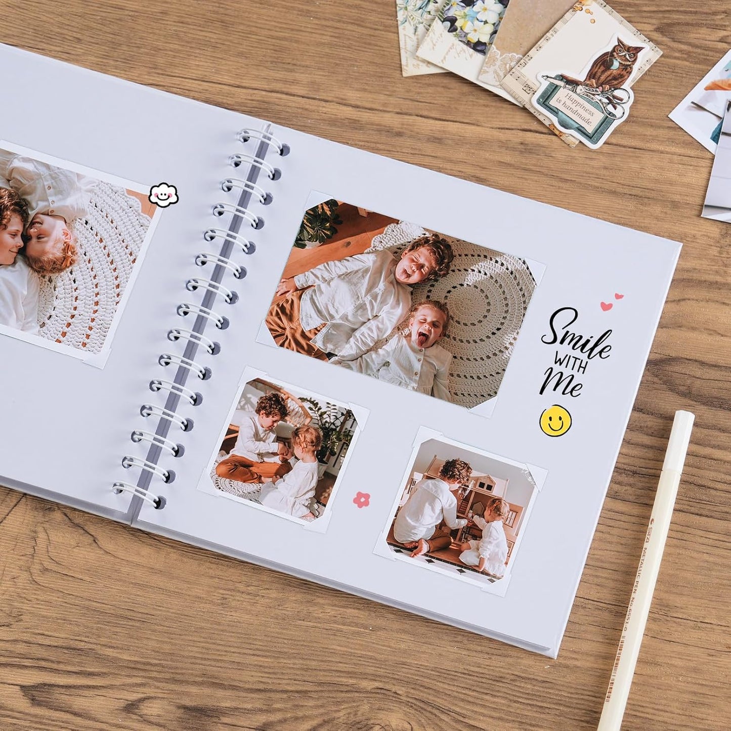potricher 8 x 8 Inch DIY Scrapbook Album 40 Pages Hardcover Kraft Paper Scrap Book Photo Albums Memory Book for Wedding and Anniversary Family (White, 8 Inch)