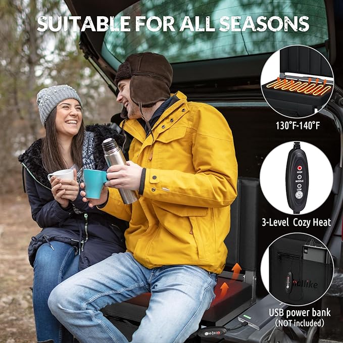 Thallike Heated Stadium Seats for Bleachers － 3-Level Heating Foldable Chair with Back Support, Large Storage Pockets & Cup Holder for Sports Games and Camping