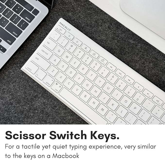 Macally Slim USB Wired Keyboard for Mac and Windows - Simple and Sophisticated - USB Apple Keyboard with Numeric Keypad for Mac Mini / Pro, Macbook, iMac with 110 Scissor Switch Keys and 20 Shortcuts