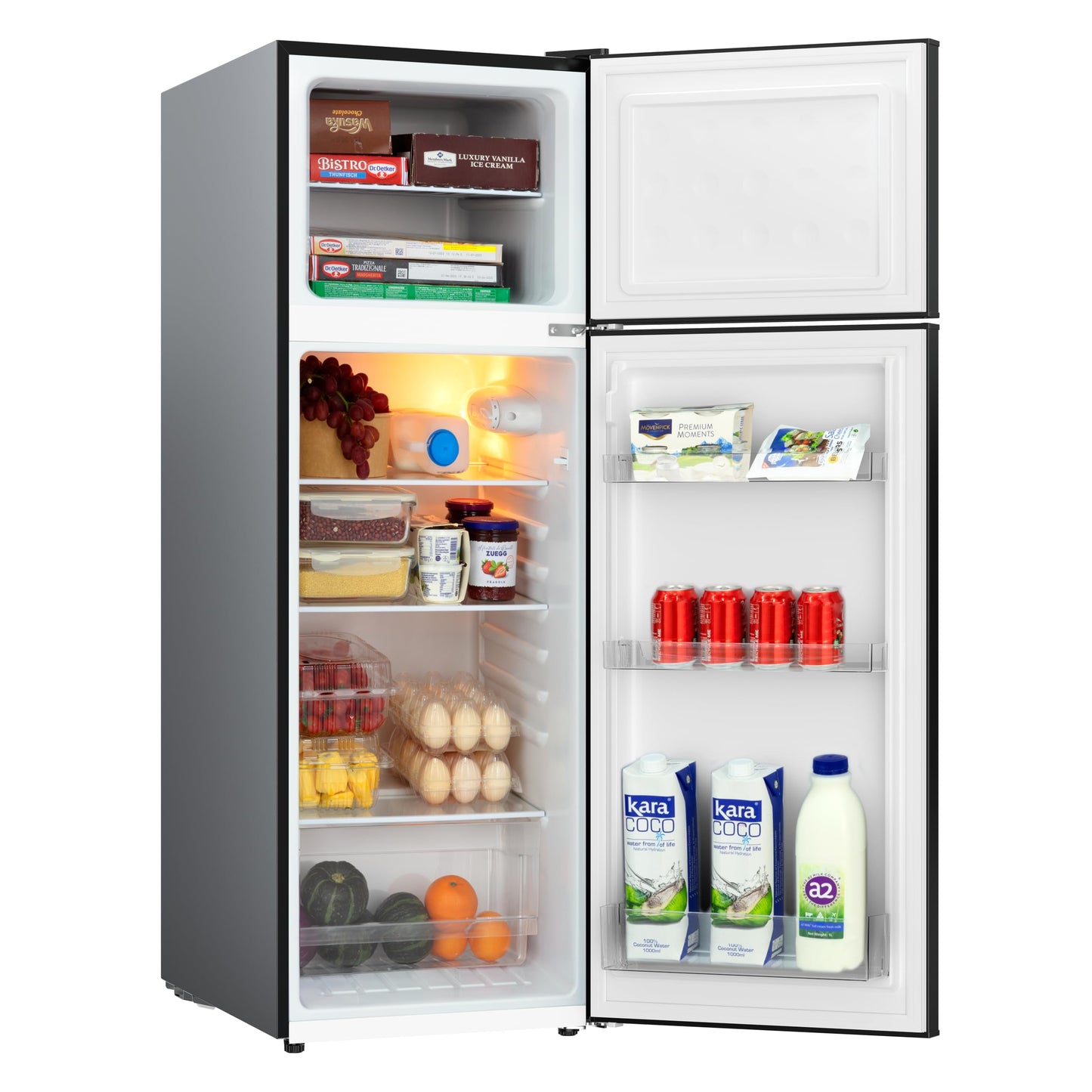 Frigidaire Retro Apartment Size Refrigerator with Top Freezer - 2 Door Fridge with 7.5 Cu Ft of Storage Capacity, Adjustable Spill-Proof Shelves, Door & Crisper Bins, Black