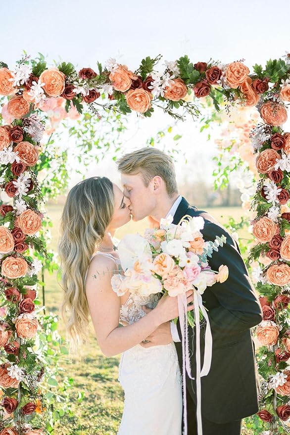 DearHouse 2Pcs Artificial Peony Flower Garland - 6ft/Strand Silk Peony Flower Greenery for Wedding Ceremony Backdrop Party Table Centerpieces Decor