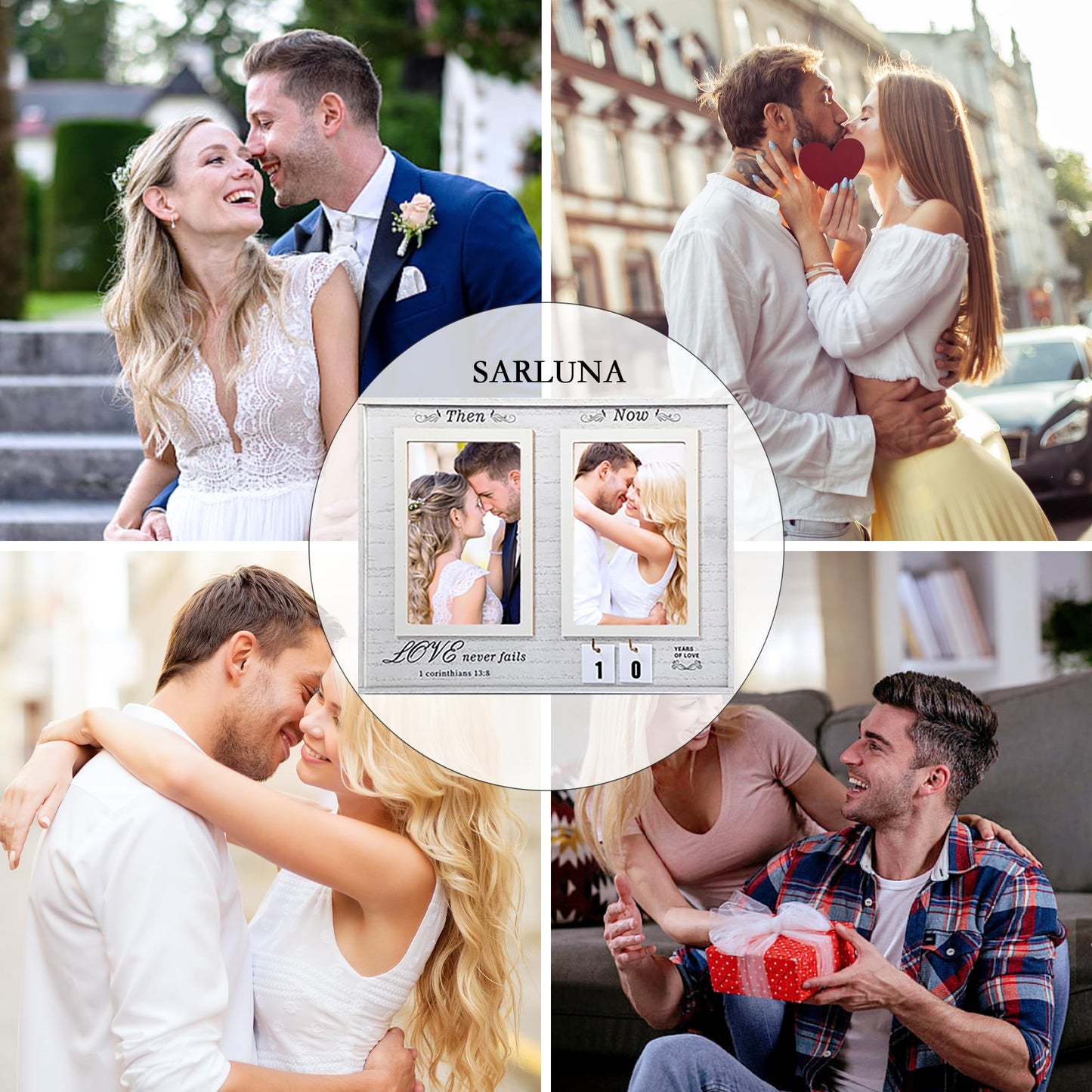 SARLUNA Then & Now Anniversary Picture Frame, 1-99 Years of Joy Anniversary Wedding Gifts. Perfect for Couples, Husbands, Wives, and Bridal Showers- With Affectionate Quotations…