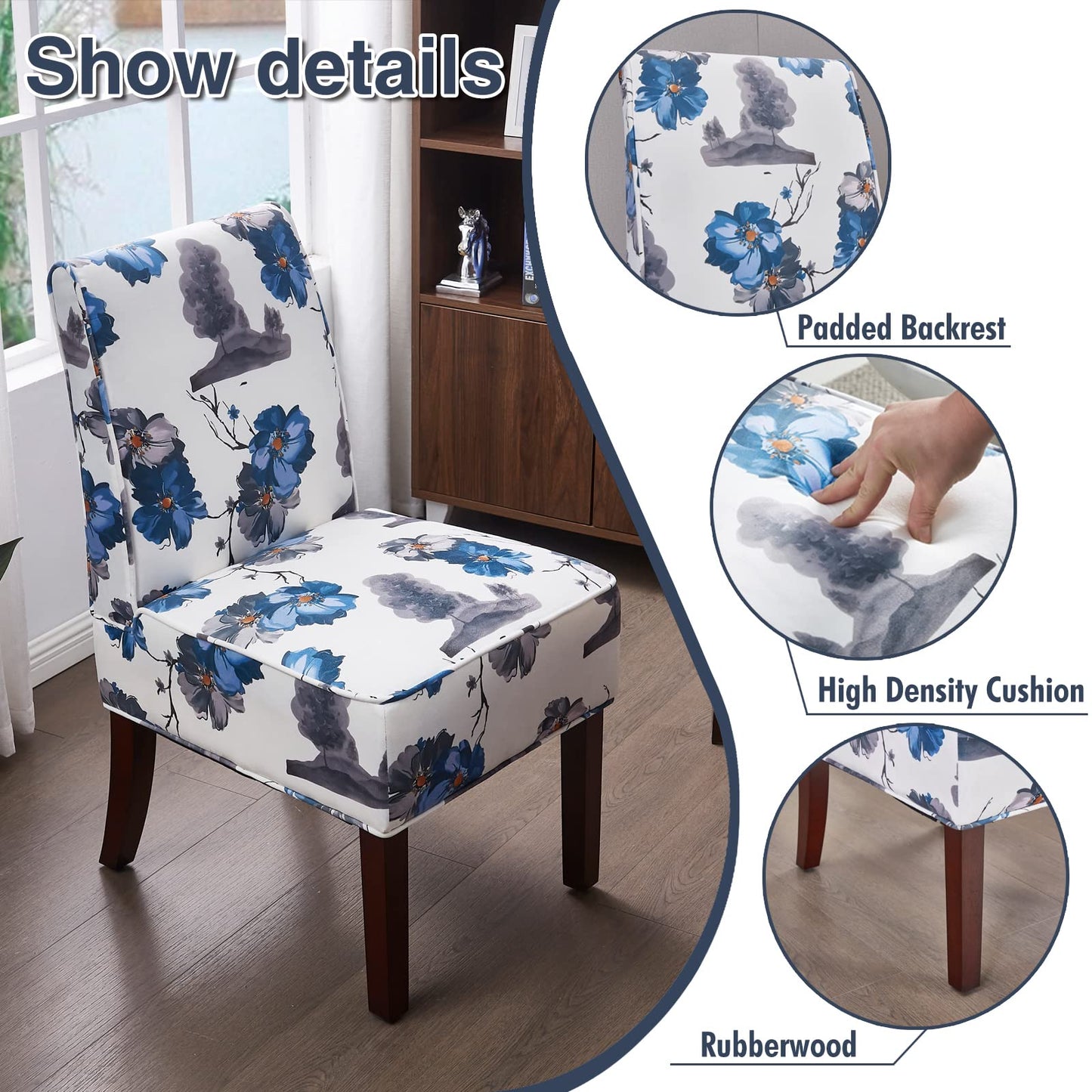 Traditional Fabric Accent Chair, DRM'SCUUM Modern Accent Chair for Living Room Soft White Velvet with Ink Paint Pattern,Comfor Seat,Sturdy Frame and Rubber Wood Legs