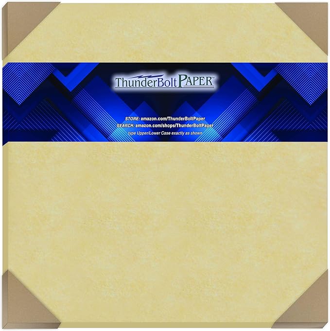 50 Gold Parchment 65lb Cover Weight Paper - 12" X 12" (12X12 Inches) Scrapbook Album|Cover Size - Printable Cardstock Colored Sheets Old Parchment Semblance