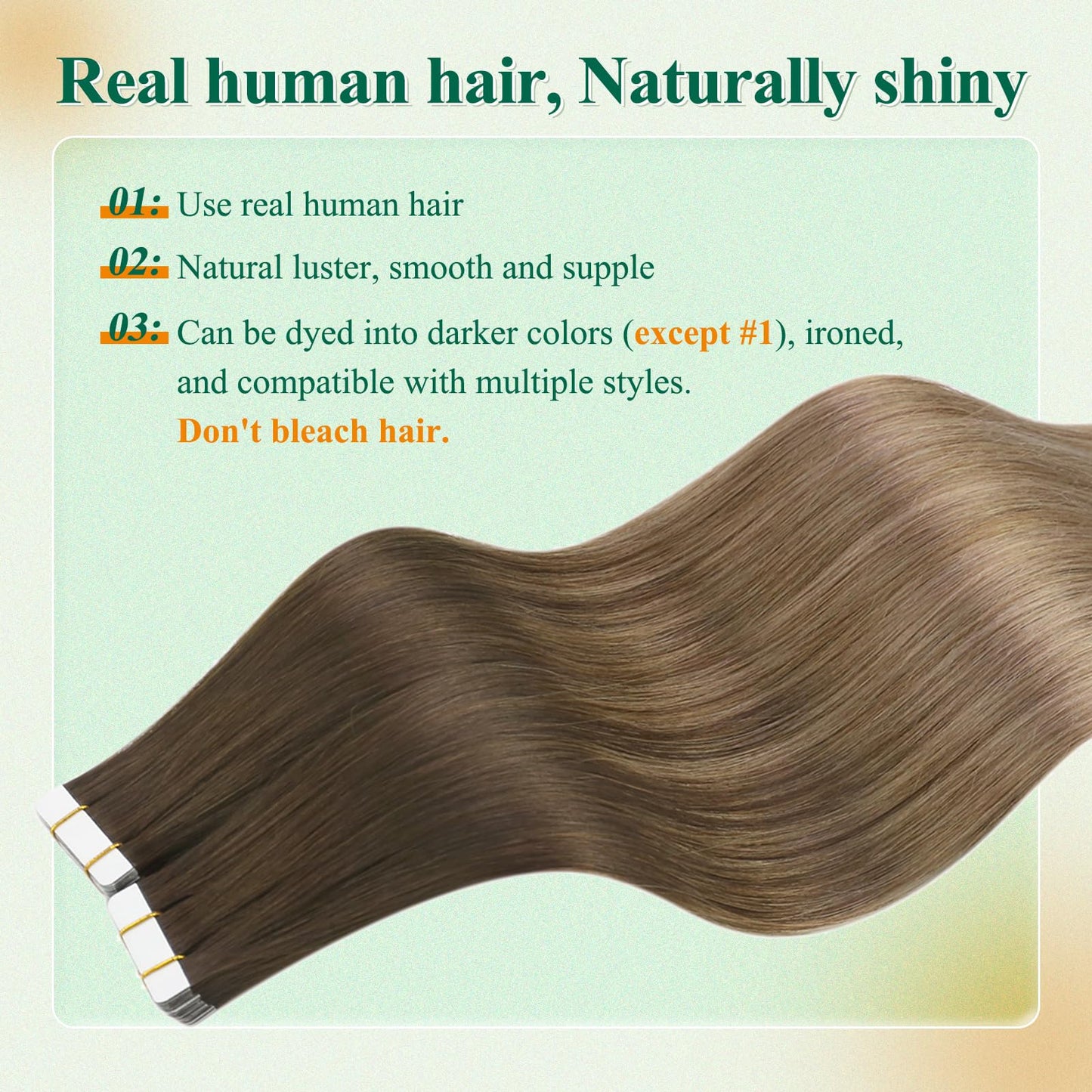 Easyouth Tape in Hair Extensions Ombre Tape in Human Hair Extensions Dark Brown with Medium Brown Ombre Golden Blonde Remy Human