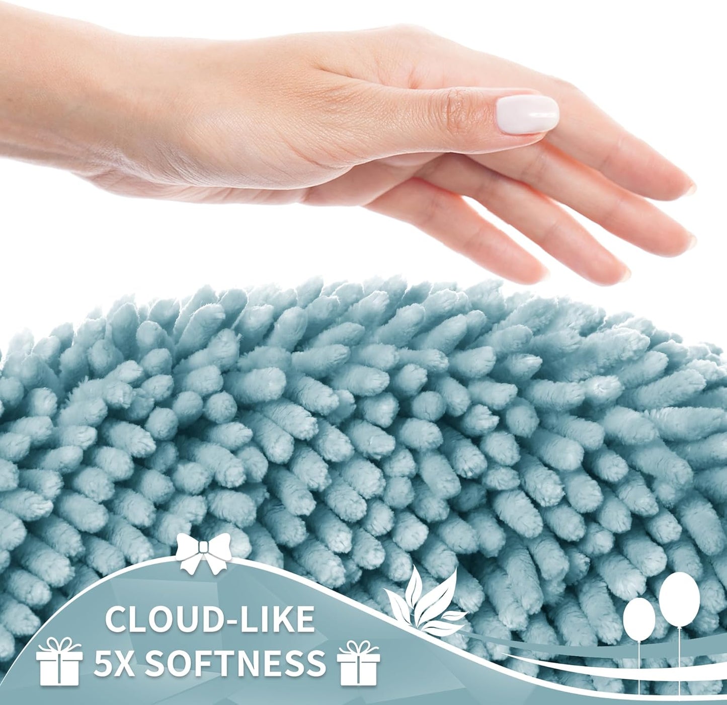 Yimobra Toilet Rugs U Shaped Washable, Extra Thick Soft Absorbent Chenille Contour Bathroom Rugs for Toilet 24x20 Inch, Quick Dry Non Slip Toilet Mat for Bath Floor, Greyish Blue