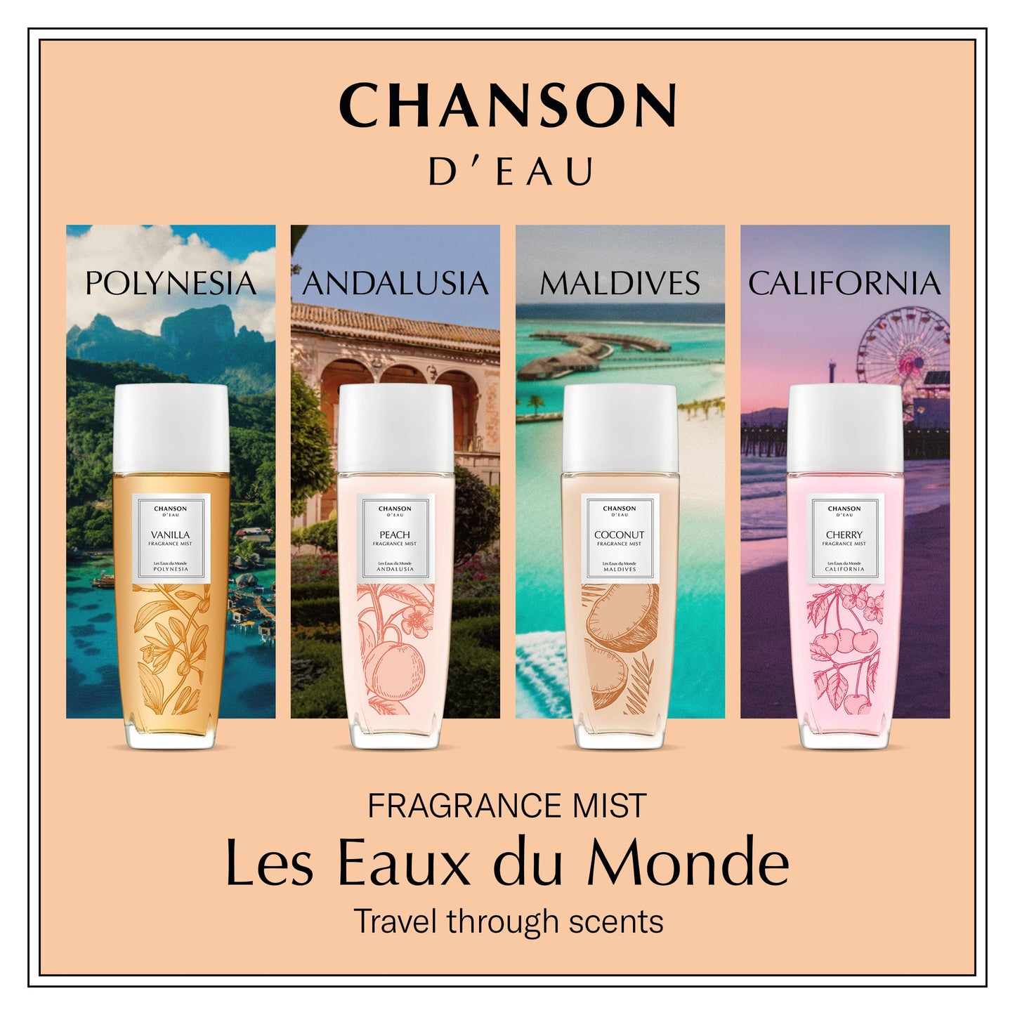 Chanson Vanilla Hair & Body Mist for Women 2.5 fl oz (Pack of 1), Notes of Pear, Sugar, and Vanilla, Women's Fragrance, Long Lasting, Everyday Fragrance, Travel Size