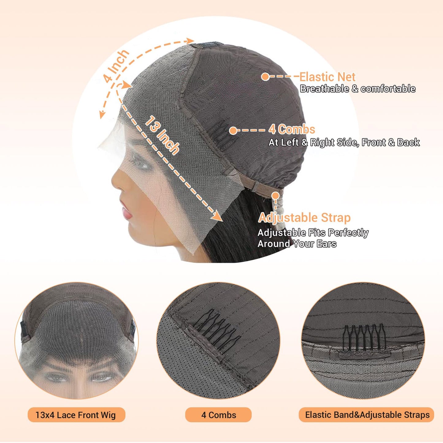 MOOTAFUL Bob Wig Human Hair 13x4 HD Lace Front Wigs Human Hair Pre Plucked 14 Inch 200% Density Glueless Short Body Wave Bob Wig