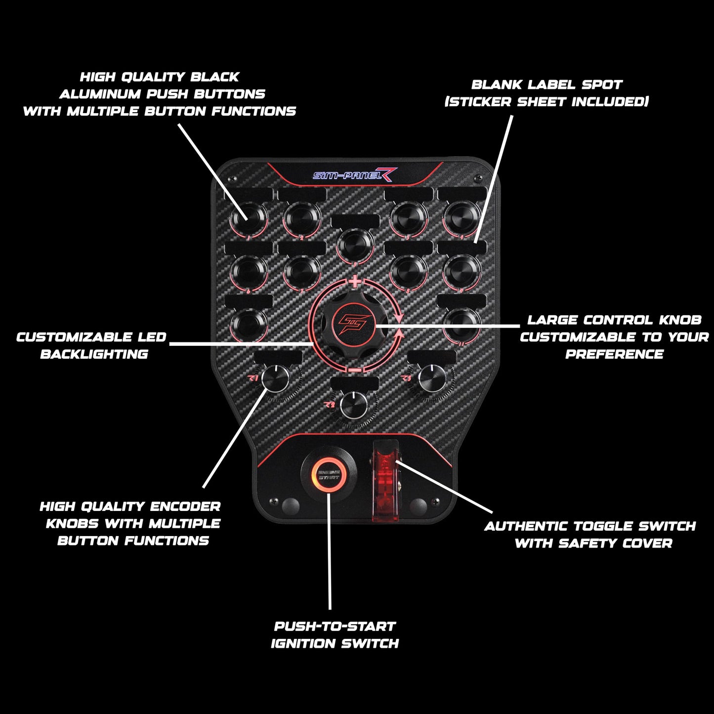 SIM-PANEL PC Sim Racing Gen 2 Button Box (Verticle Layout)
